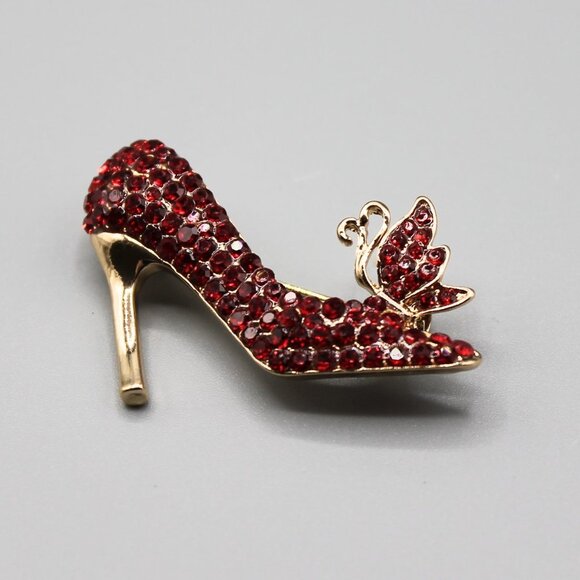 Heels shoes sexy jewelry brooch pin fashion gold tone red new adorable elegant - Picture 11 of 12